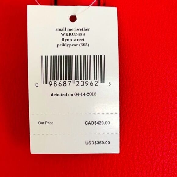 KATE SPADE NWT Prikly Pear Red Leather Satchel Crossbody Meriwether Flyn St. - Picture 4 of 6